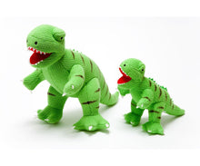 Load image into Gallery viewer, T REX KNITTED DINOSAUR SOFT rattle- GREEN