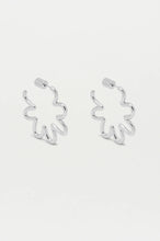 Load image into Gallery viewer, Large Squiggle Flower Hoops- Silver Plated
