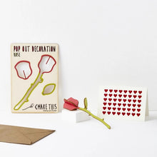 Load image into Gallery viewer, POP OUT Greeting Card -Wooden laser cut- ROSE AND HEARTS