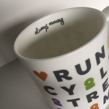 Load image into Gallery viewer, Peak District words mugs  – Run, Cycle, Track, Climb