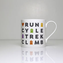 Load image into Gallery viewer, Peak District words mugs  – Run, Cycle, Track, Climb