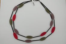Load image into Gallery viewer, Murano glass Necklace oval beads short red, pink and grey

