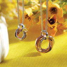 Load image into Gallery viewer, Kit Heath Bevel Cirque Trilogy Small gold and rose gold necklace