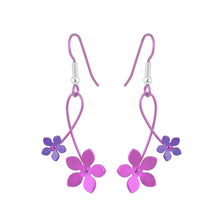 Load image into Gallery viewer, DOUBLE FIVE PETAL FLOWER TWIST TITANIUM EARRINGS