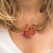 Load image into Gallery viewer, model wearing Bouquet Orange Gold Plated Short Pendant | RAS Jewellery | ORA Gallery