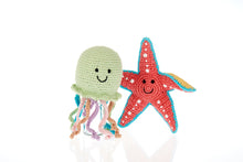 Load image into Gallery viewer, FAIR TRADE CROCHET COTTON STARFISH BABY RATTLE