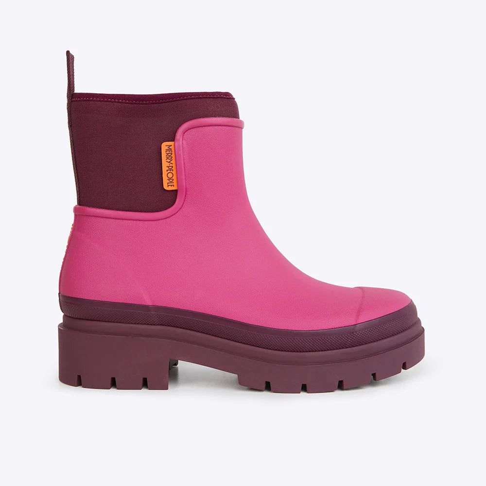 Merry People Tully wellington boot in Mixed Berry, side view