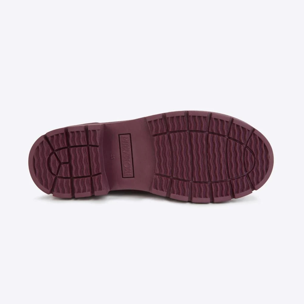 Merry People Tully wellington boot in Mixed Berry, sole view