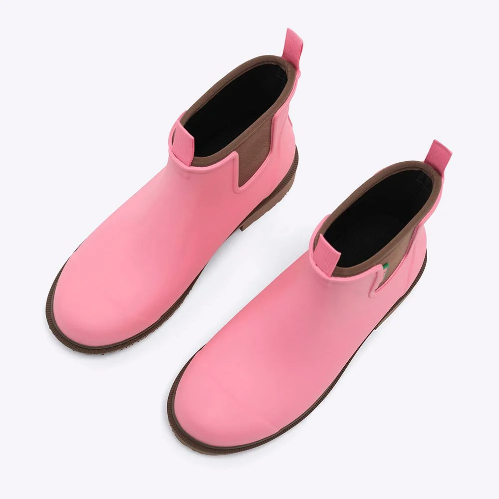 Merry People Bobbi wellington boot in Musk Pink, high angle view