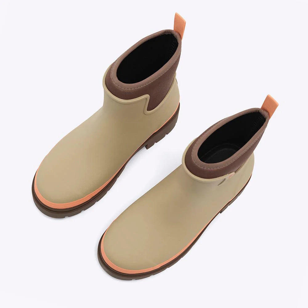 Merry People Tully wellington boot in Taupe & Apricot, high angle view