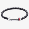 Blue Leather Braided Bracelet b533