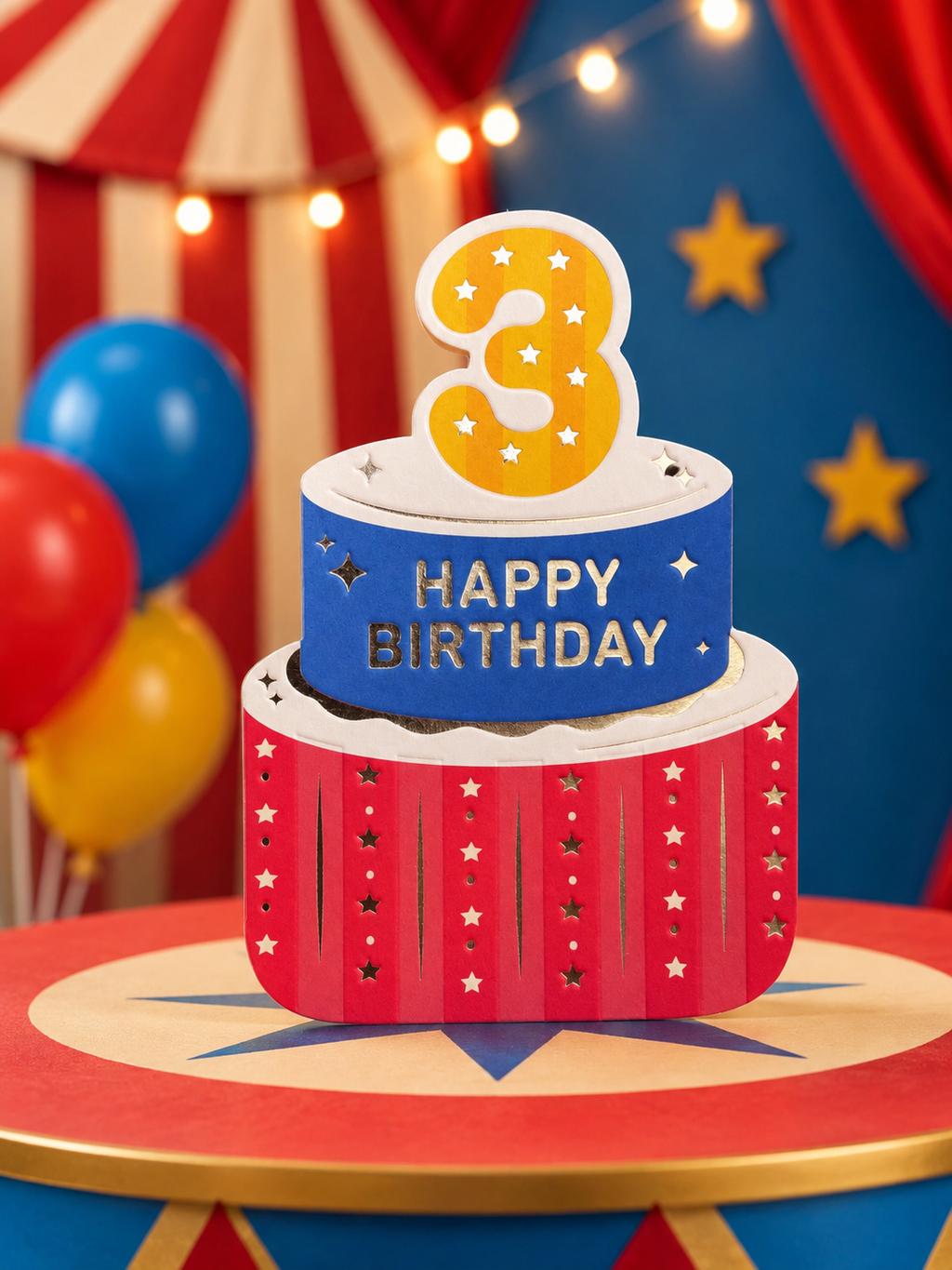 Age 3 Circus Themed Birthday Card