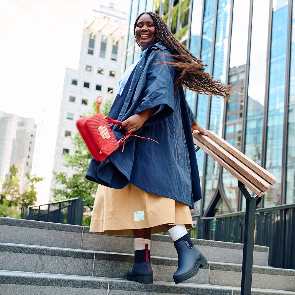 Merry People Tully wellington boot in Midnight, lifestyle photo