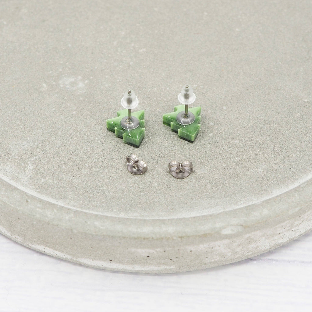 Green Pearly Christmas tree studs