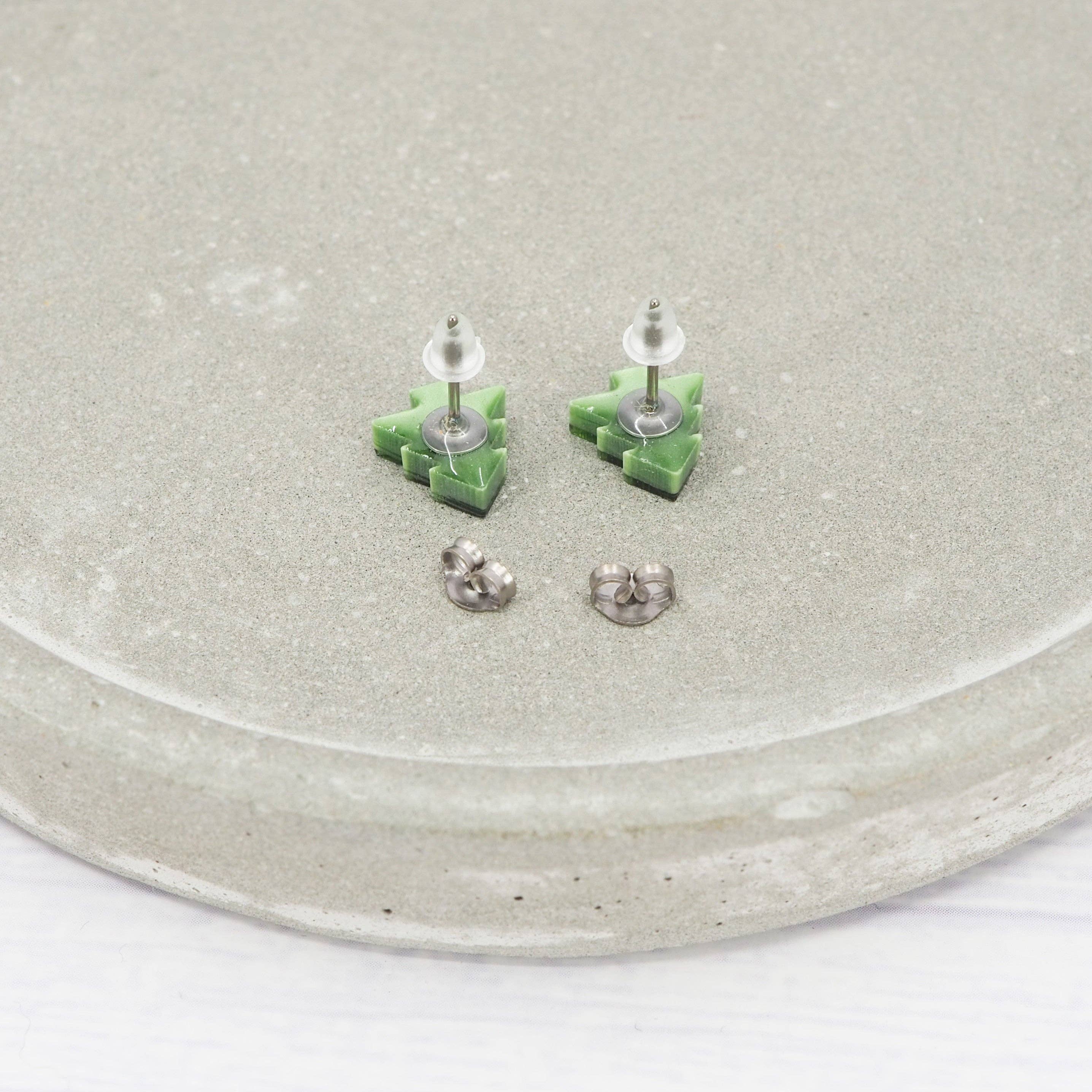 Green Pearly Christmas tree studs