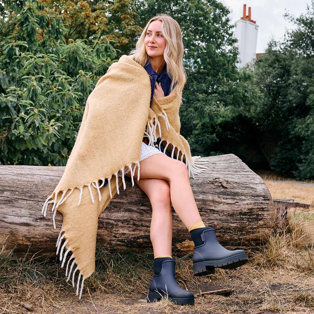 Merry People Tully wellington boot in Midnight, lifestyle photo