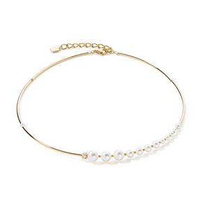 Necklace Asymmetry Freshwater Pearls & stainless steel white-gold
