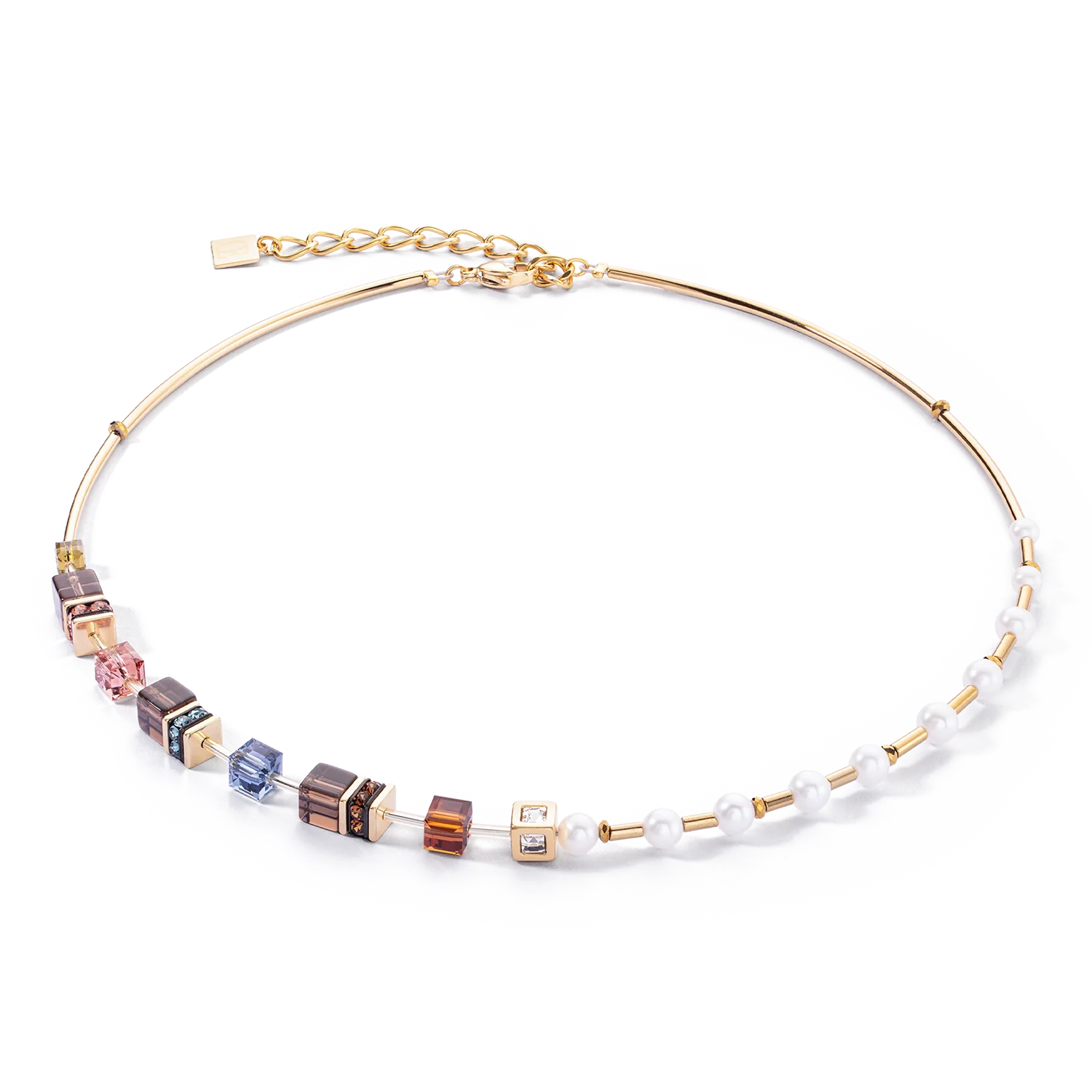Necklace GeoCUBE® Fusion Precious Pearl Mix gold-autumn