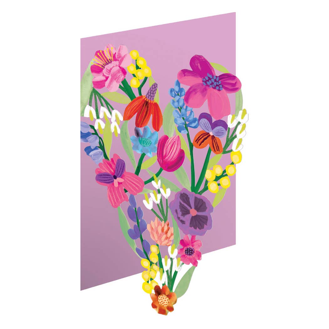 Heart of Flowers lasercut card by Roger la Borde, artwork by Katie Vernon
