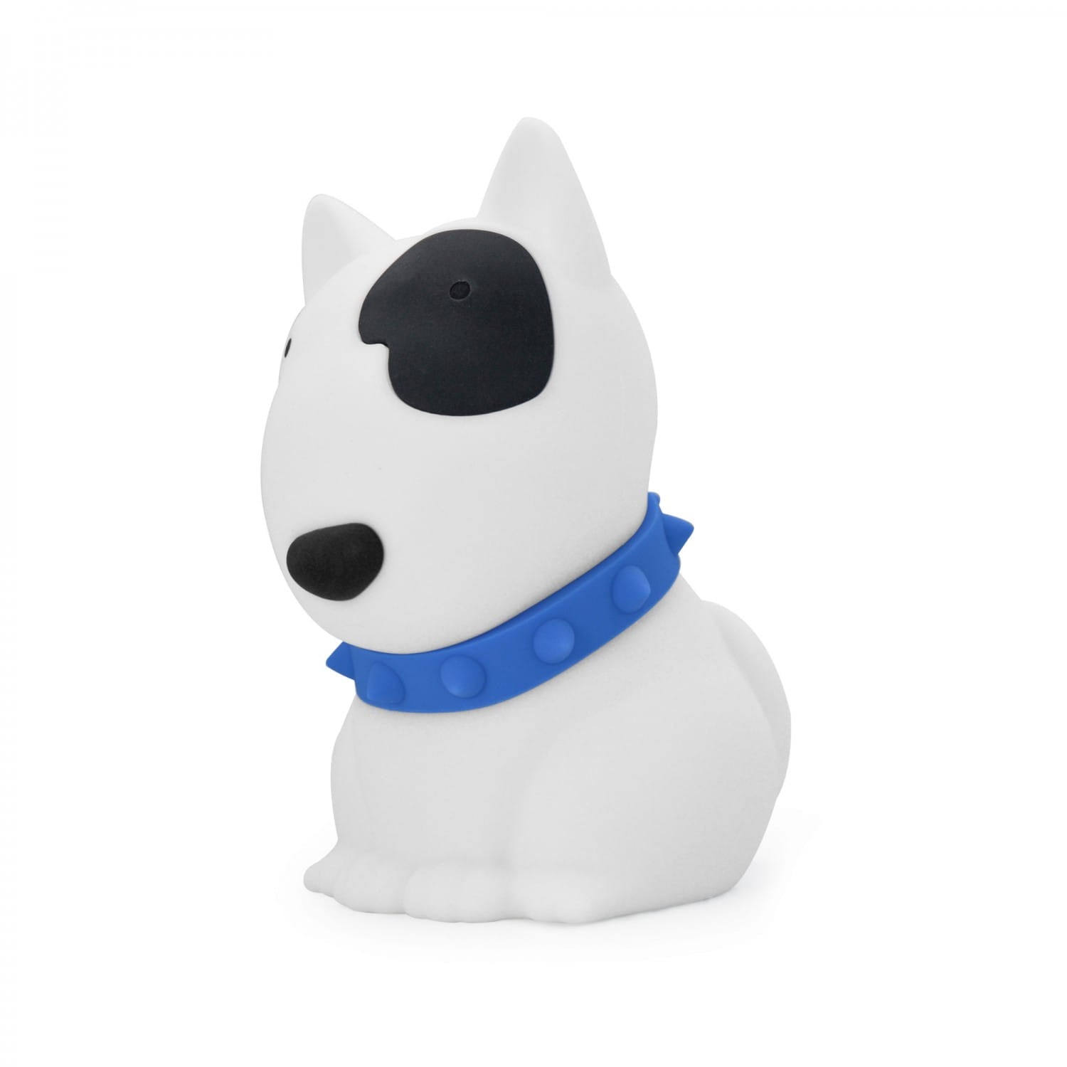 DHINK | MEDIUM COLOUR CHANGING LED NIGHT LIGHT | WHITE PUPPY WITH BLACK SPOT & BLUE COLLAR