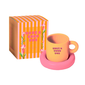 THE GIFT LABEL | HANDMADE MUG AND SAUCER WITH SENTIMENT