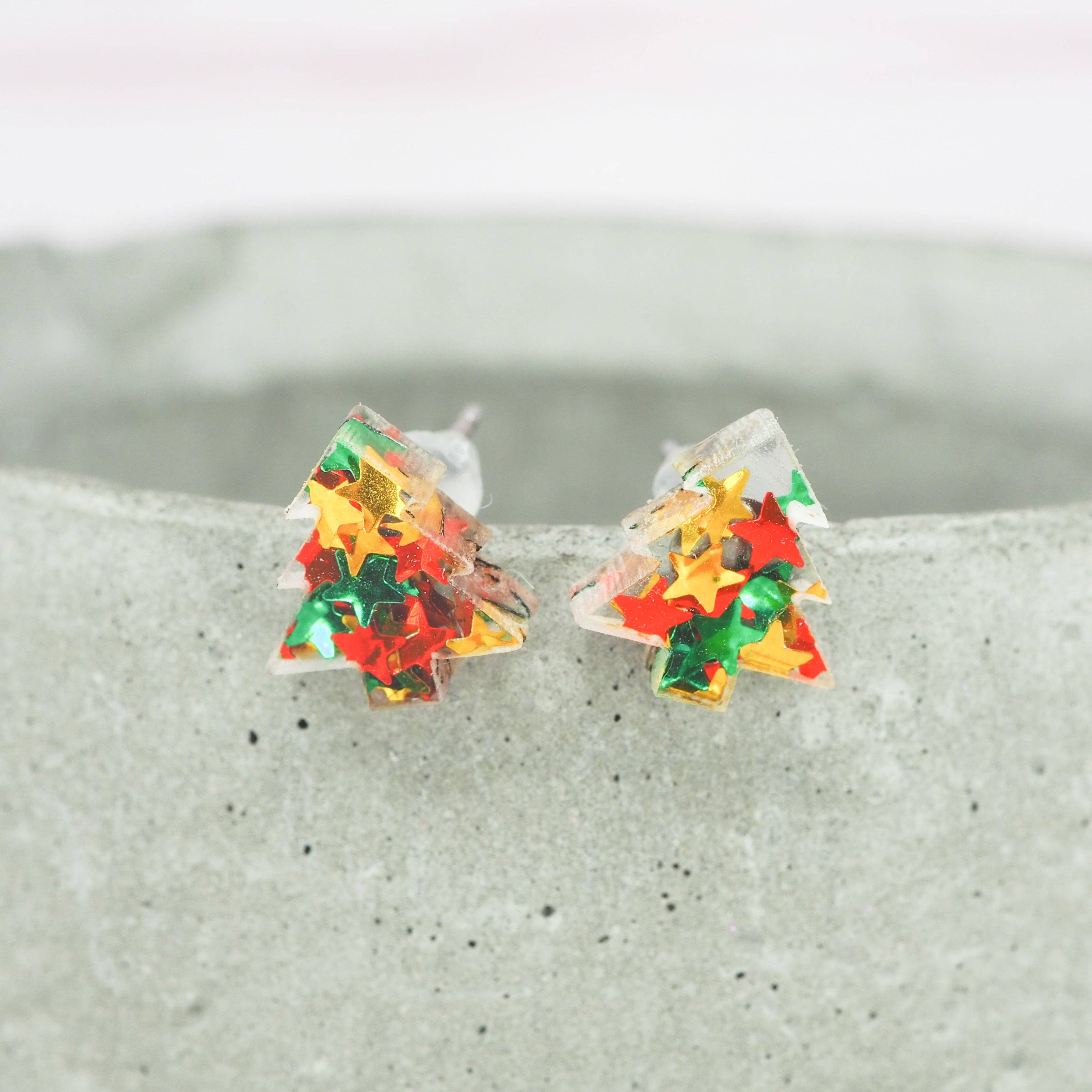 Star glitter Christmas tree studs