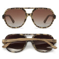 Billy Opal Tort Sunglasses - Brown Gradient Lens l Walnut Wooden Arms