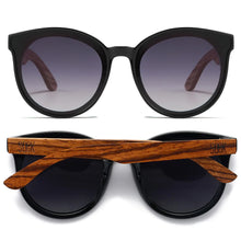 Load image into Gallery viewer, BELLA SUNGLASSES- MIDNIGHT l Black Gradient Lens l Walnut Arms

