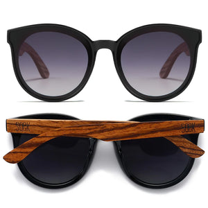 BELLA SUNGLASSES- MIDNIGHT l Black Gradient Lens l Walnut Arms