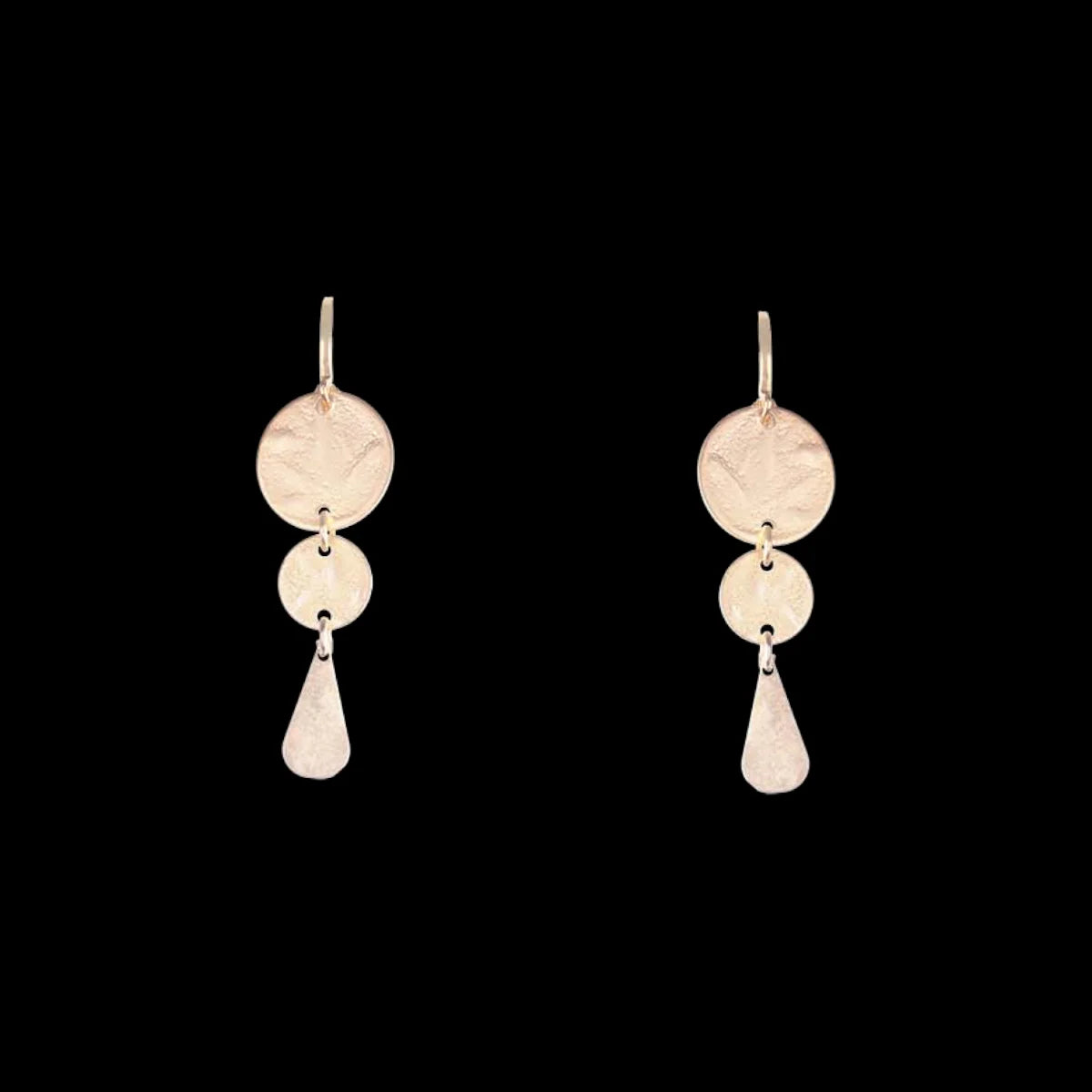 Bronze Double Circle & Teardrop Earrings