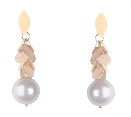 Pearl and Bronze Multi Disc Drop Earrings