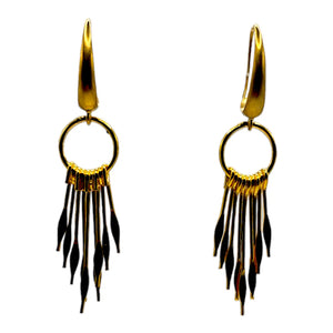 Bronze MultiSpike Drop Charm Earrings