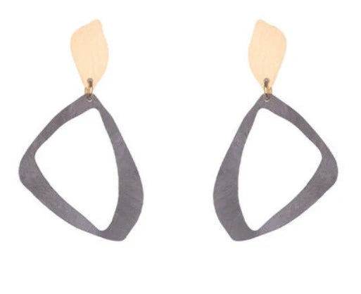 Grey Patina Organic Triangle Drop Earrings