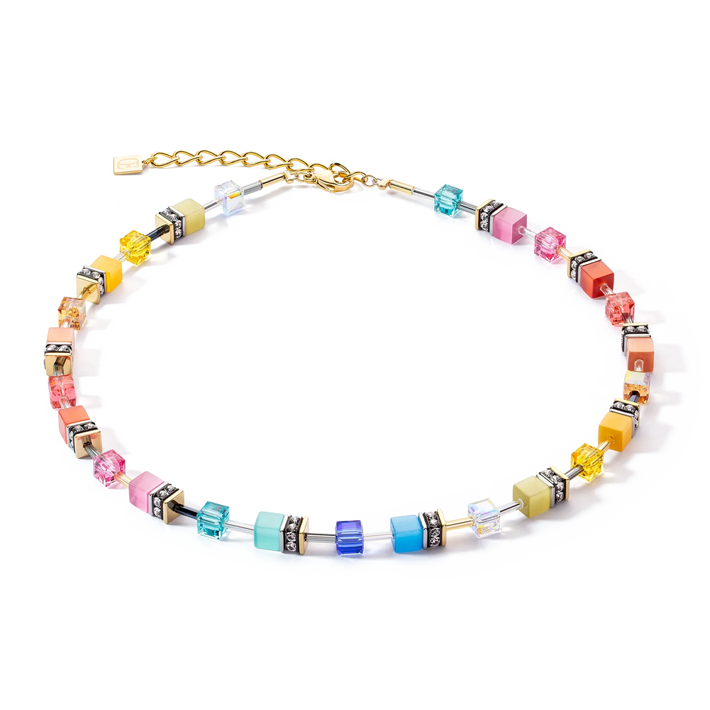 GeoCUBE® Necklace multicolour classic gold