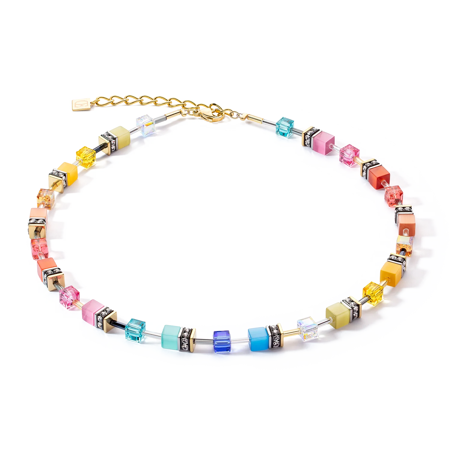 GeoCUBE® Necklace multicolour classic gold
