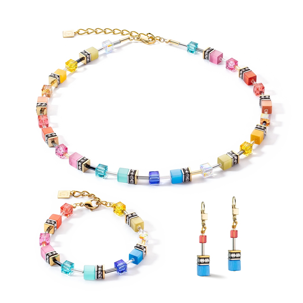 GeoCUBE® Necklace multicolour classic gold