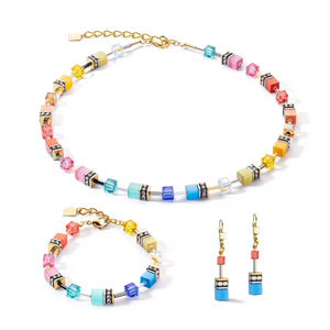 GeoCUBE® Necklace multicolour classic gold