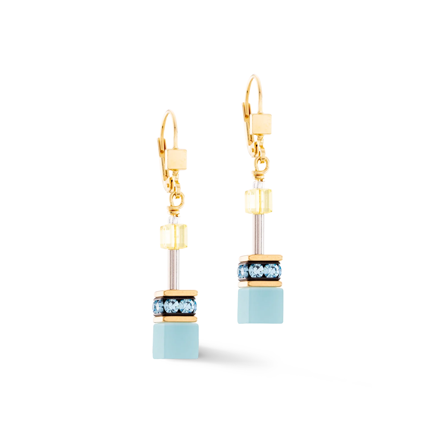 GeoCUBE® Iconic earrings turquoise-yellow