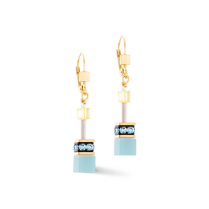 GeoCUBE® Iconic earrings turquoise-yellow