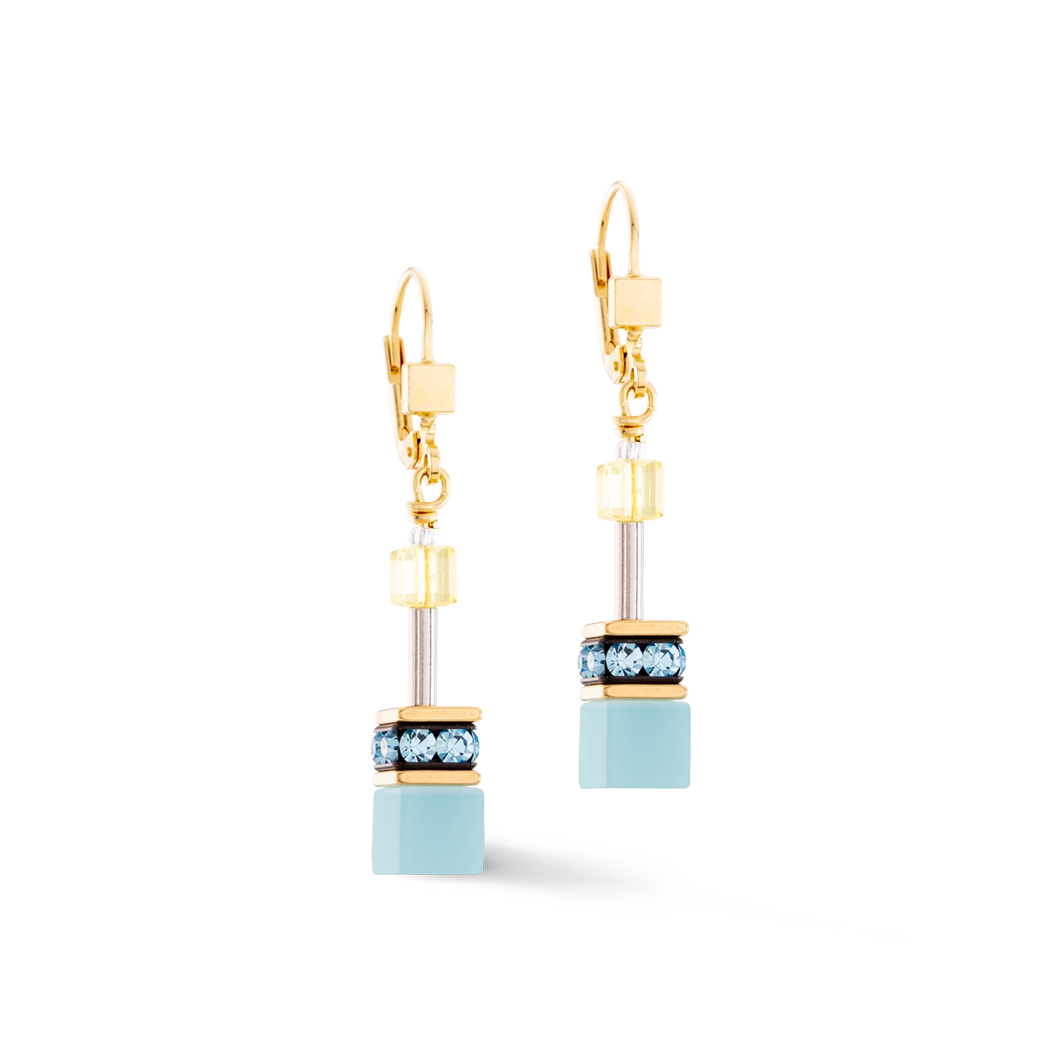 GeoCUBE® Iconic earrings turquoise-yellow