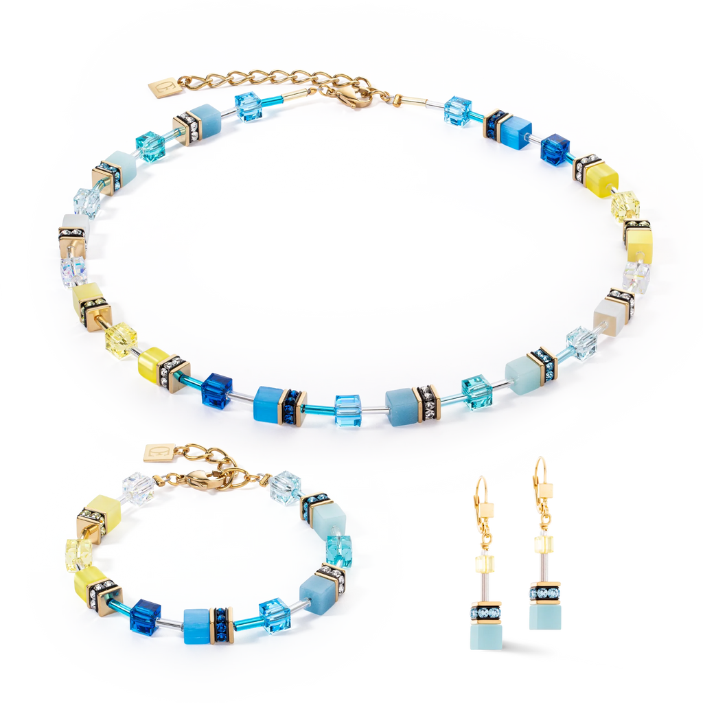 GeoCUBE® Iconic earrings turquoise-yellow