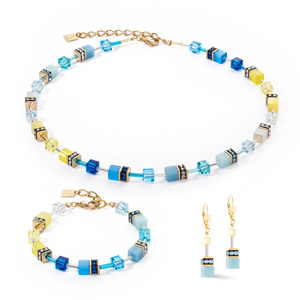 GeoCUBE® Iconic earrings turquoise-yellow