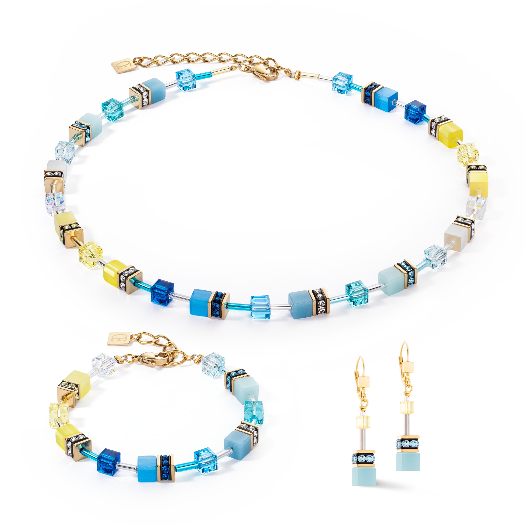 GEOCUBE® 2838 Iconic necklace Turquoise yellow 0601