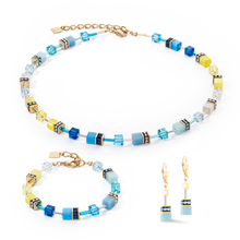Load image into Gallery viewer, GEOCUBE® 2838 Iconic necklace Turquoise yellow 0601
