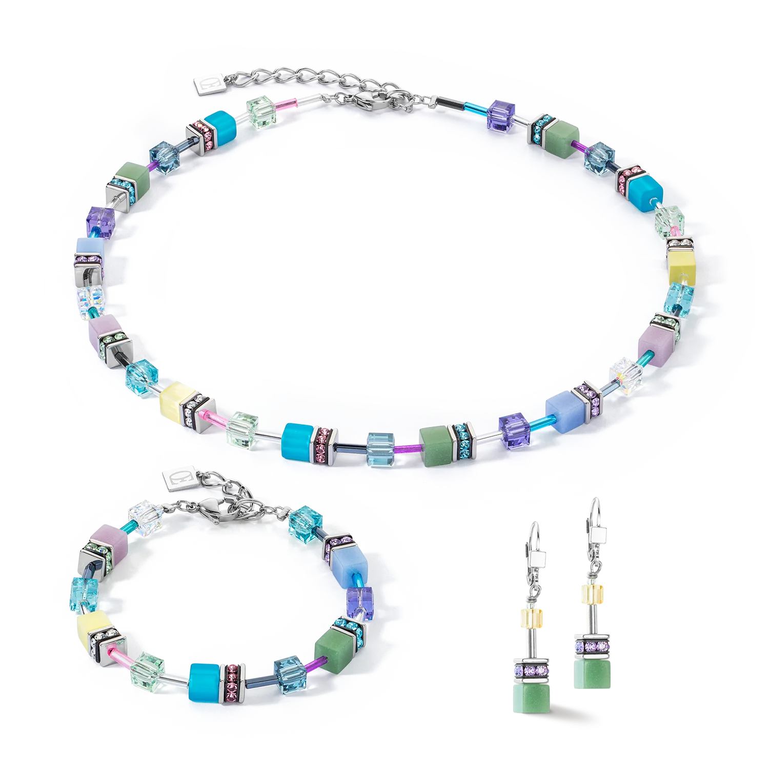 GeoCUBE® Iconic earrings silver-ice pastels