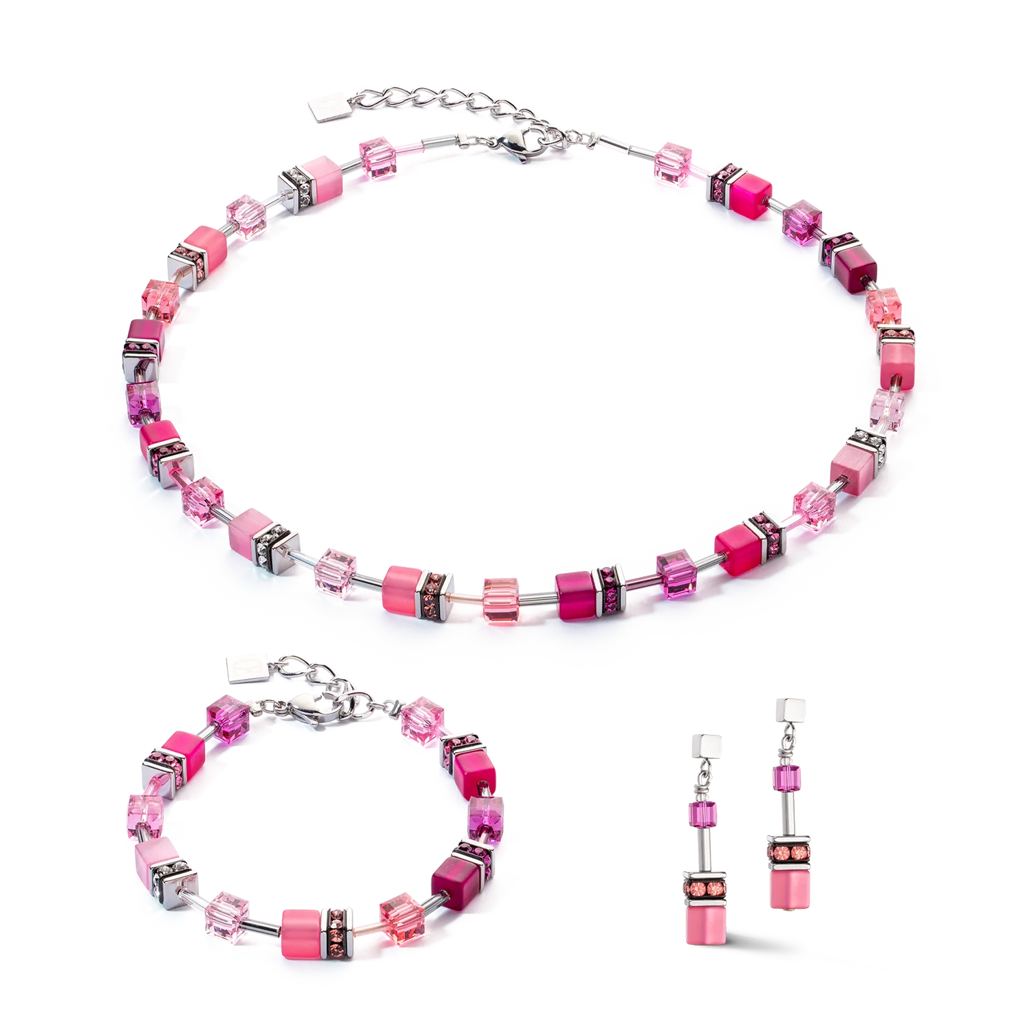GeoCUBE® necklace 2838 Iconic bracelet Viva Magenta