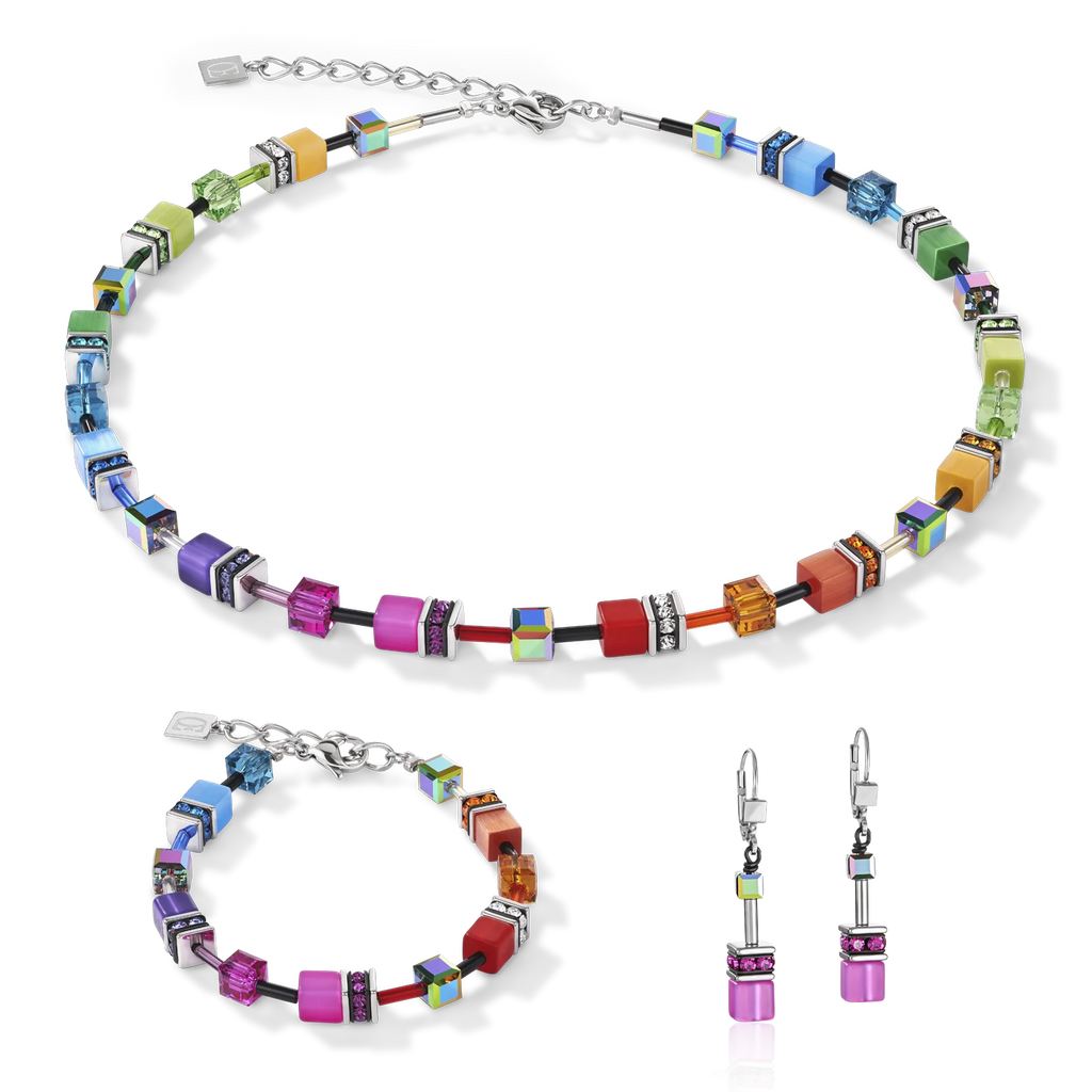 GeoCUBE® Earrings multicolour pink