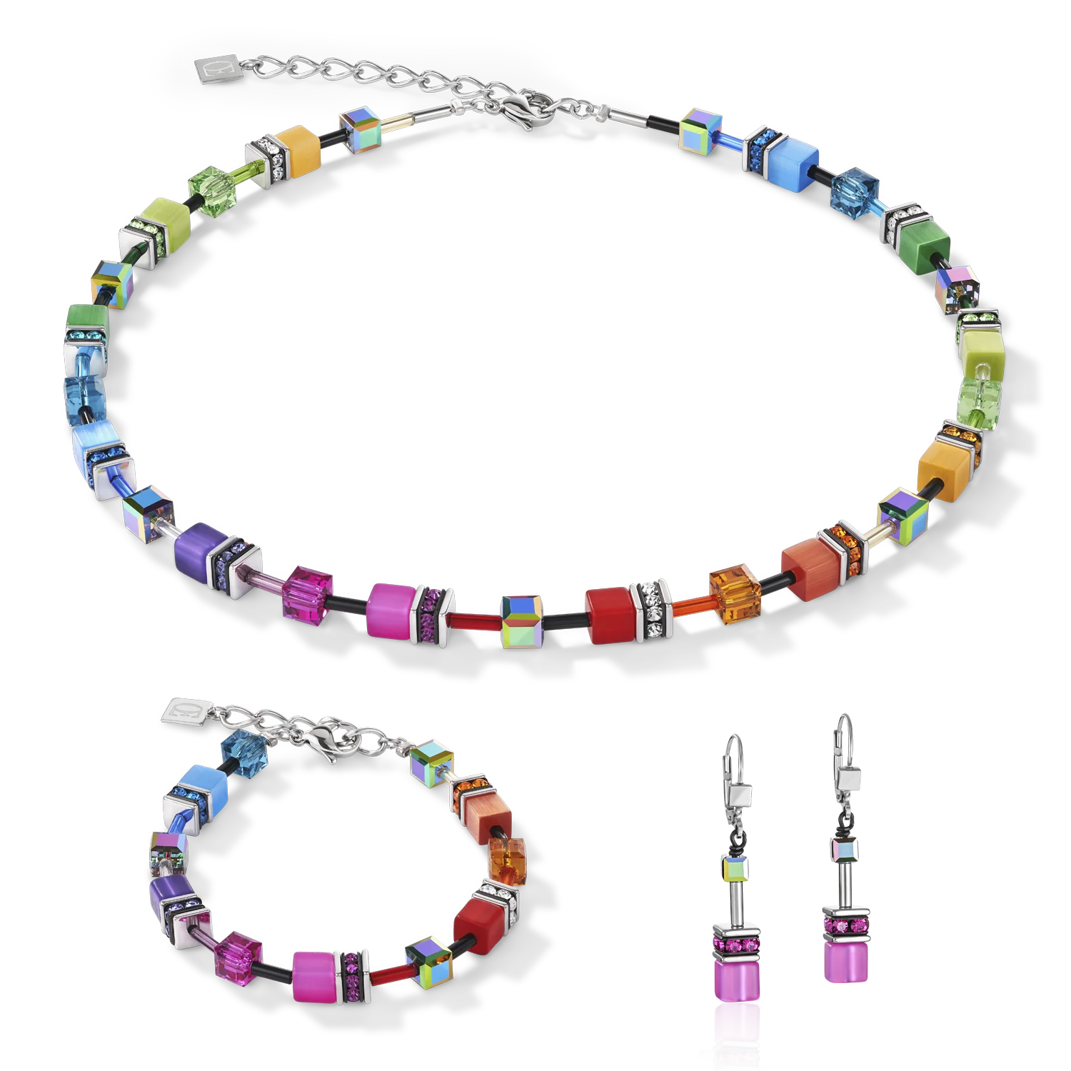 GeoCUBE® Earrings multicolour pink