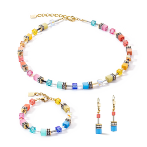 GeoCUBE® Earrings multicolour classic gold