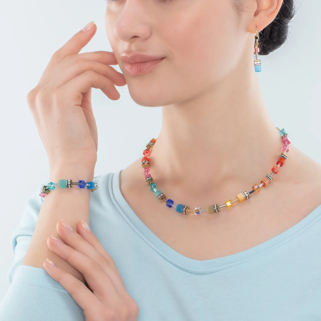 GeoCUBE® Necklace multicolour classic gold